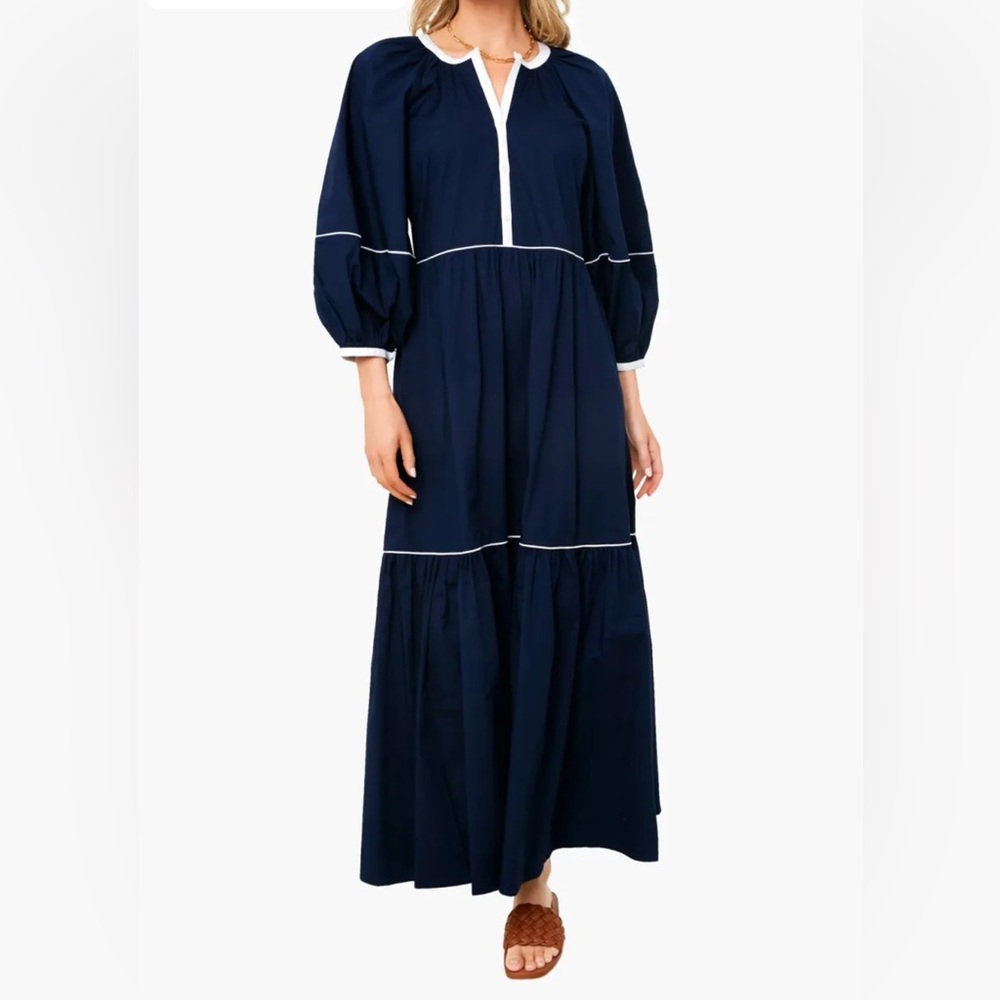 STAUD Midnight Blue Long Sleeve Dress